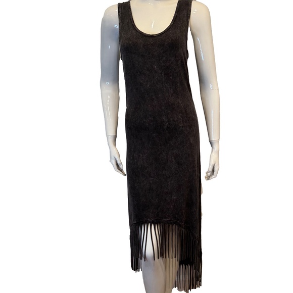 Rock Etiquette High-Low Maxi Dress XS Sleeveless Boho Tassel Hem Festival Chic - Picture 1 of 6
